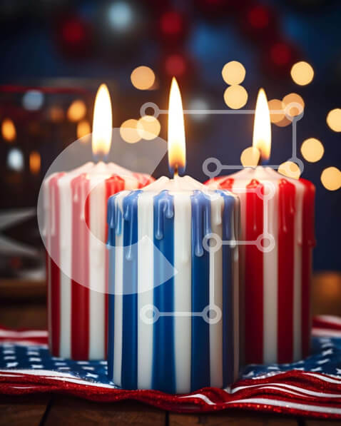 Intra Συλλεκτικό Ξύλινο Παζλ Plywood  4mm - Πατριωτικά κόκκινα, λευκά και μπλε κεριά Σε Ξύλινο Κουτί - Διαστάσεις: 10x10 cm – 25 κομμάτια