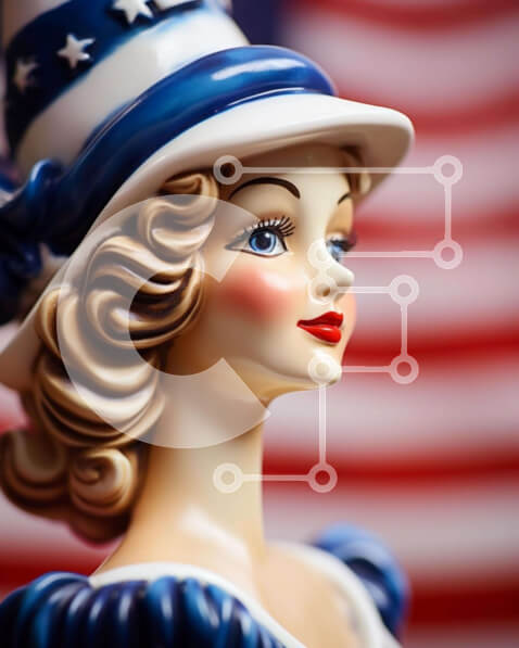 Intra Συλλεκτικό Ξύλινο Παζλ Plywood  4mm - Πατριωτικό κεραμικό ειδώλιο με αμερικανική σημαία Σε Ξύλινο Κουτί - Διαστάσεις: 10x10 cm – 25 κομμάτια