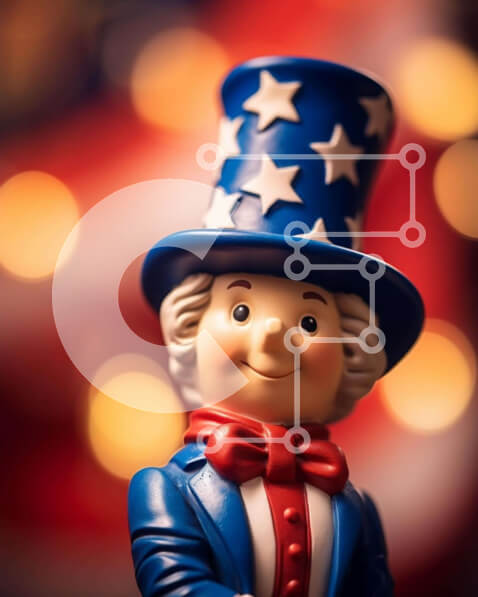 Intra Συλλεκτικό Ξύλινο Παζλ Plywood  4mm - Παιχνίδι Φιγούρα του θείου Σαμ για τον εορτασμό της 4ης Ιουλίου Σε Ξύλινο Κουτί - Διαστάσεις: 10x10 cm – 25 κομμάτια