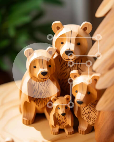 Intra Συλλεκτικό Ξύλινο Παζλ Plywood  4mm - Ξύλινα ειδώλια αρκούδας με διακοσμητικό δέντρο Σε Ξύλινο Κουτί - Διαστάσεις: 10x10 cm – 25 κομμάτια