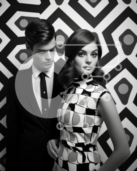 Intra Συλλεκτικό Ξύλινο Παζλ Plywood  4mm - Ασπρόμαυρο πορτρέτο άνδρα και γυναίκας με επίσημη ενδυμασία που ποζάρουν Σε Ξύλινο Κουτί - Διαστάσεις Puzzle: 10x10 cm – 25 κομμάτια