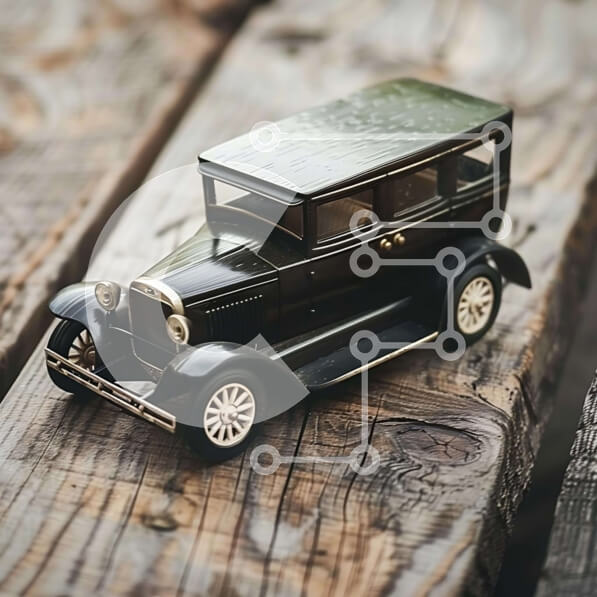 Intra Συλλεκτικό Ξύλινο Παζλ Plywood  4mm - Vintage αυτοκίνητο παιχνίδι σε ξύλινο τραπέζι Σε Ξύλινο Κουτί - Διαστάσεις: 10x10 cm – 25 κομμάτια