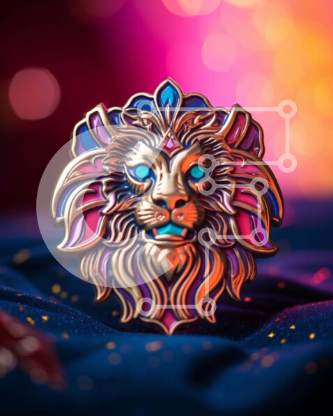 Intra Συλλεκτικό Ξύλινο Παζλ Plywood  4mm - Καρφίτσα με έντονο χρώμα Lion Head Σε Ξύλινο Κουτί - Διαστάσεις: 10x10 cm – 25 κομμάτια