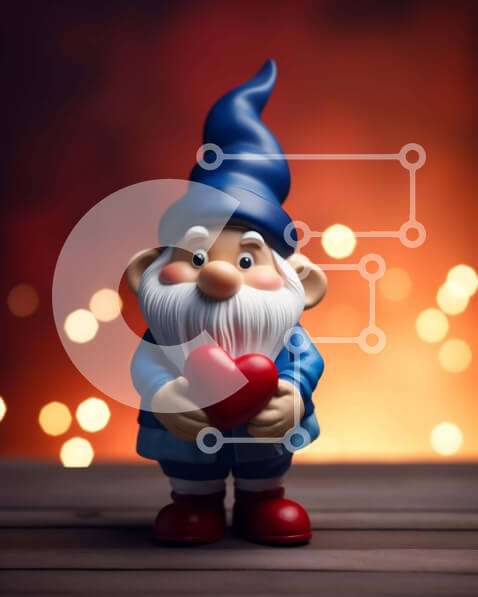 Intra Συλλεκτικό Ξύλινο Παζλ Plywood  4mm - Παιχνίδι Gnome με διακοσμημένη καρδιά και διάσπαρτα φώτα Σε Ξύλινο Κουτί - Διαστάσεις Puzzle: 10x10 cm – 25 κομμάτια