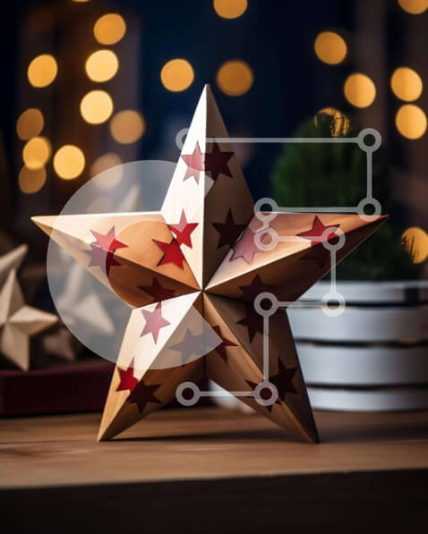 Intra Συλλεκτικό Ξύλινο Παζλ Plywood  4mm - Γιορτινό Ξύλινο Αστέρι για εορταστική διακόσμηση Σε Ξύλινο Κουτί - Διαστάσεις: 10x10 cm – 25 κομμάτια