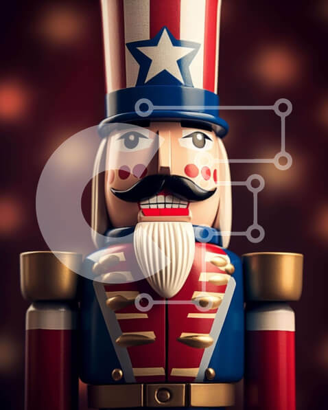 Intra Συλλεκτικό Ξύλινο Παζλ Plywood  4mm - Ξύλινος Καρυοθραύστης σε σχέδιο αμερικανικής σημαίας Σε Ξύλινο Κουτί - Διαστάσεις Puzzle: 10x10 cm – 25 κομμάτια