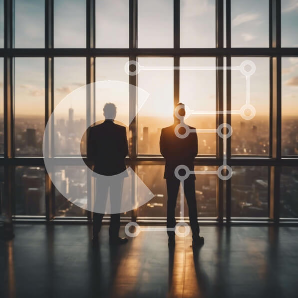 Intra Συλλεκτικό Ξύλινο Παζλ Plywood  4mm - Επιχειρηματίες που σκιαγραφούνται στο ηλιοβασίλεμα Σε Ξύλινο Κουτί - Διαστάσεις Puzzle: 10x10 cm – 25 κομμάτια