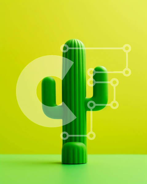 Intra Συλλεκτικό Ξύλινο Παζλ Plywood  4mm - Μικρός πράσινος κάκτος σε πορτοκαλοκίτρινο φόντο Σε Ξύλινο Κουτί - Διαστάσεις: 10x10 cm – 25 κομμάτια