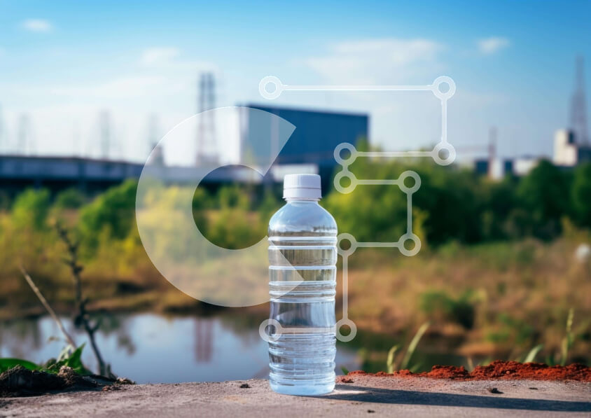 Intra Συλλεκτικό Ξύλινο Παζλ Plywood  4mm - Μπουκάλι καθαρού νερού σε τσιμεντένιο τοίχο Σε Ξύλινο Κουτί - Διαστάσεις: 10x10 cm – 25 κομμάτια