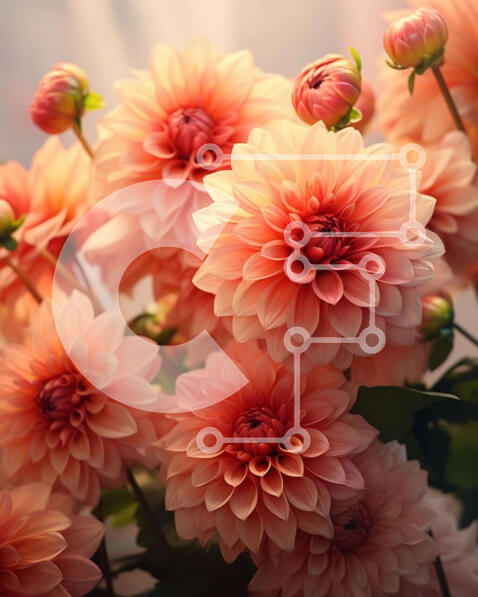 Σετ των 2 Intra Συλλεκτικό Ξύλινο Παζλ Plywood  4mm - Μπουκέτο λουλουδιών ροζ Ντάλια με τριαντάφυλλα και γαρύφαλλα Σε Ξύλινο Κουτί - Διαστάσεις: 10x10 cm – 25 κομμάτια