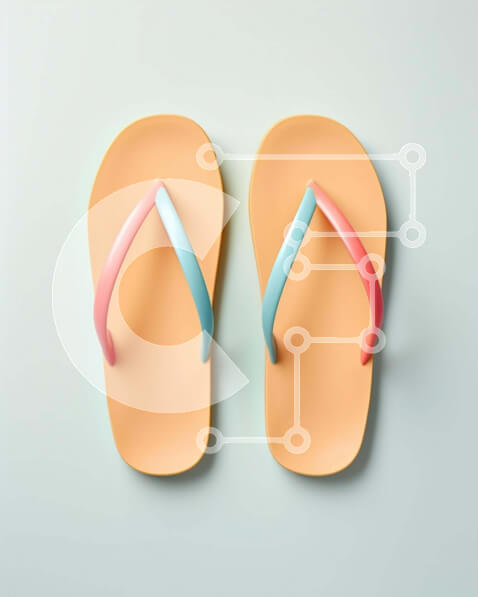 Intra Συλλεκτικό Ξύλινο Παζλ Plywood  4mm - Πολύχρωμα πορτοκαλί και μπλε σανδάλια σαγιονάρας Σε Ξύλινο Κουτί - Διαστάσεις Puzzle: 10x10 cm – 25 κομμάτια