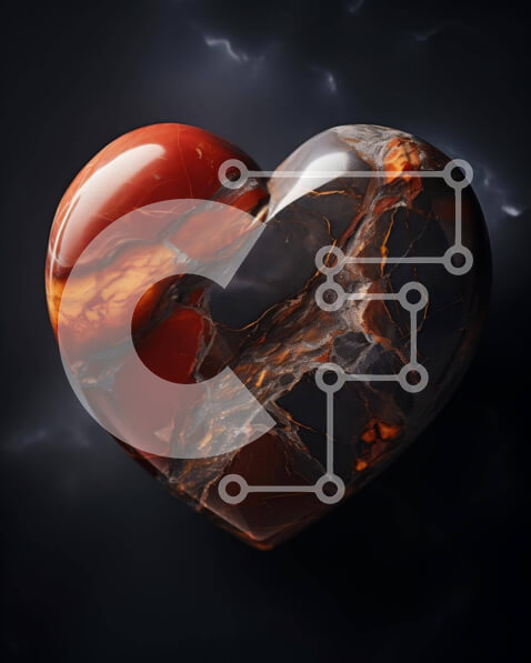 Intra Συλλεκτικό Ξύλινο Παζλ Plywood  4mm - Μαρμάρινο γλυπτό σε σχήμα καρδιάς κόκκινο και μαύρο Σε Ξύλινο Κουτί - Διαστάσεις Puzzle: 10x10 cm – 25 κομμάτια