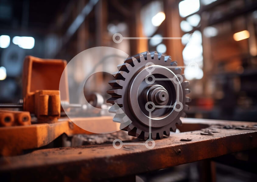 Intra Συλλεκτικό Ξύλινο Παζλ Plywood  4mm - Μαύρο εργαλείο σε παλιό ξύλινο τραπέζι Σε Ξύλινο Κουτί - Διαστάσεις Puzzle: 10x10 cm – 25 κομμάτια