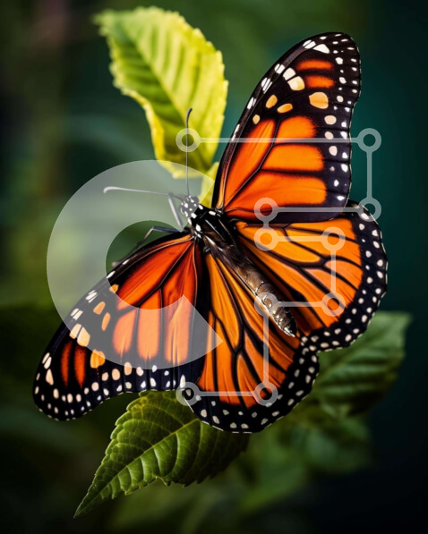 Intra Συλλεκτικό Ξύλινο Παζλ Plywood  4mm - Πεταλούδα Monarch στο πράσινο φύλλο Σε Ξύλινο Κουτί - Διαστάσεις: 10x10 cm – 25 κομμάτια