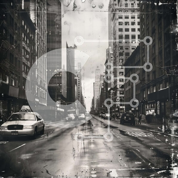 Intra Συλλεκτικό Ξύλινο Παζλ Plywood  4mm - Άδειο City Street με αυτοκίνητα και ταξί Σε Ξύλινο Κουτί - Διαστάσεις Puzzle: 10x10 cm – 25 κομμάτια