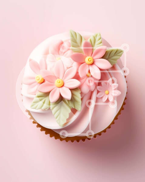 Σετ των 2 Intra Συλλεκτικό Ξύλινο Παζλ Plywood  4mm - Ροζ Cupcake με Floral Διακοσμητικά Σε Ξύλινο Κουτί - Διαστάσεις: 10x10 cm – 25 κομμάτια