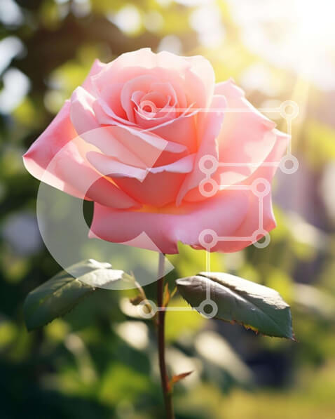 Intra Συλλεκτικό Ξύλινο Παζλ Plywood  4mm - Ροζ τριαντάφυλλο που ανθίζει στο φως του ήλιου Σε Ξύλινο Κουτί - Διαστάσεις: 10x10 cm – 25 κομμάτια