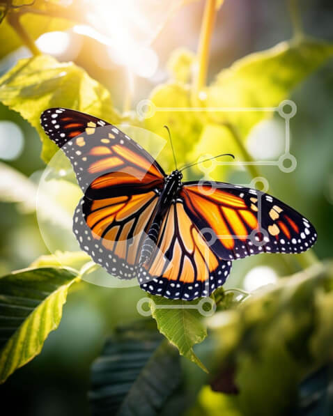 Intra Συλλεκτικό Ξύλινο Παζλ Plywood  4mm - Monarch πεταλούδα στα φύλλα Σε Ξύλινο Κουτί - Διαστάσεις: 10x10 cm – 25 κομμάτια