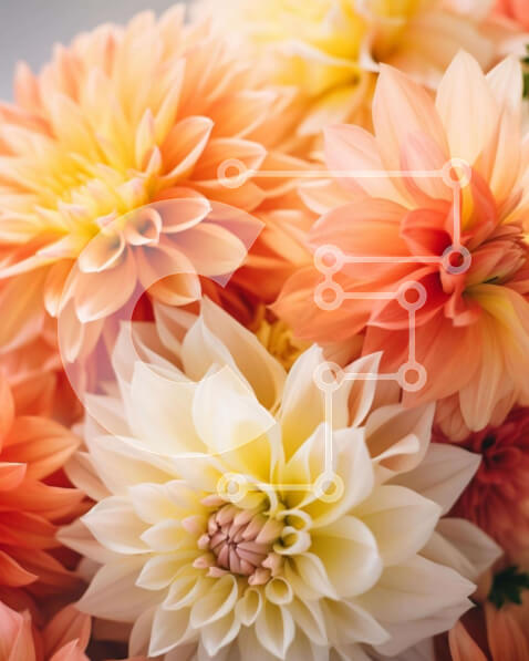 Σετ των 2 Intra Συλλεκτικό Ξύλινο Παζλ Plywood  4mm - Κοντινό πλάνο πορτοκαλί και κίτρινων λουλουδιών ντάλιας Σε Ξύλινο Κουτί - Διαστάσεις: 10x10 cm – 25 κομμάτια