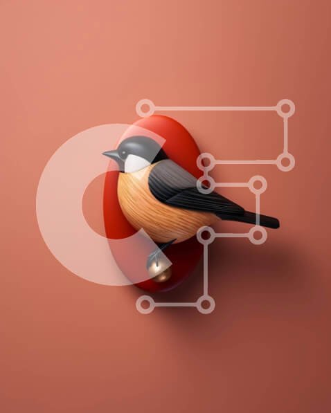 Intra Συλλεκτικό Ξύλινο Παζλ Plywood  4mm - Πουλιά σκαρφαλωμένα σε έναν πορτοκαλί τοίχο Σε Ξύλινο Κουτί - Διαστάσεις: 10x10 cm – 25 κομμάτια