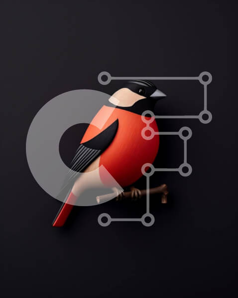 Intra Συλλεκτικό Ξύλινο Παζλ Plywood  4mm - Κόκκινο και μαύρο πουλί στο κλαδί δέντρου Σε Ξύλινο Κουτί - Διαστάσεις: 10x10 cm – 25 κομμάτια