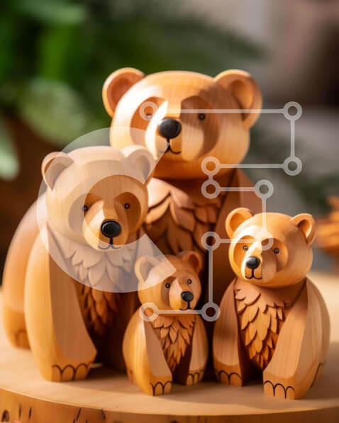 Intra Συλλεκτικό Ξύλινο Παζλ Plywood  4mm - Ξύλινα ειδώλια αρκούδας στη φύση Σε Ξύλινο Κουτί - Διαστάσεις: 10x10 cm – 25 κομμάτια