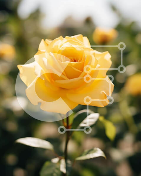 Intra Συλλεκτικό Ξύλινο Παζλ Plywood  4mm - Κίτρινο τριαντάφυλλο στο ανοιχτό πεδίο Σε Ξύλινο Κουτί - Διαστάσεις: 10x10 cm – 25 κομμάτια