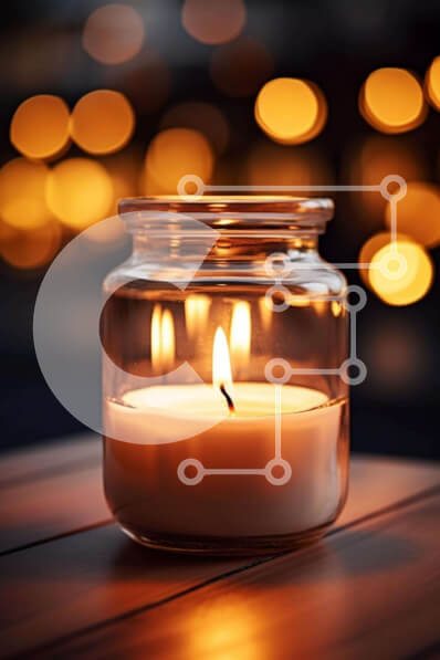 Intra Συλλεκτικό Ξύλινο Παζλ Plywood  4mm - Γυάλινο Βάζο Κεριού με Πορτοκαλί Φλόγα Σε Ξύλινο Κουτί - Διαστάσεις Puzzle: 10x10 cm – 25 κομμάτια