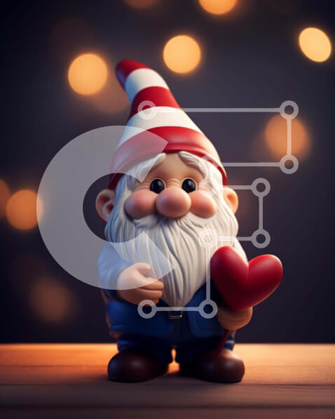 Intra Συλλεκτικό Ξύλινο Παζλ Plywood  4mm - Παιχνίδι Gnome με στολίδι καρδιάς και λαμπερά φώτα Σε Ξύλινο Κουτί - Διαστάσεις: 10x10 cm – 25 κομμάτια