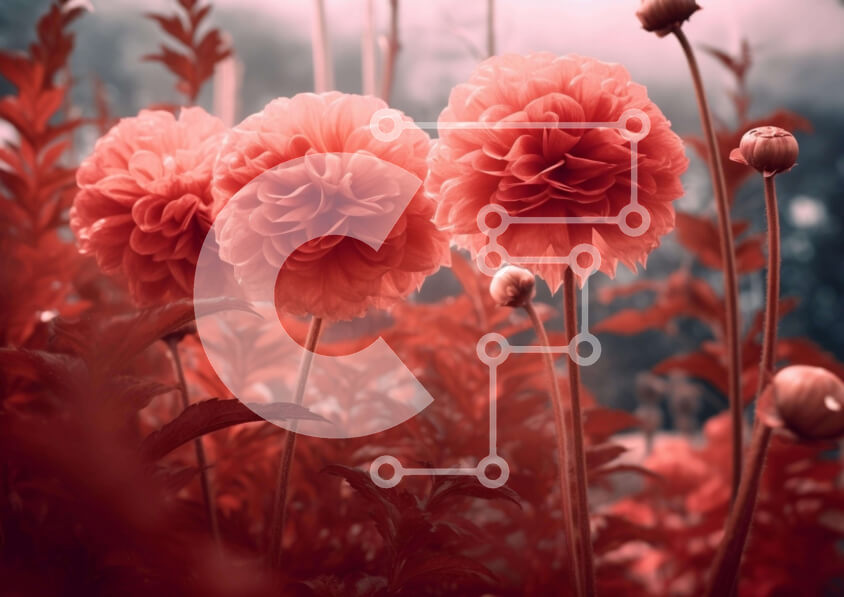 Intra Συλλεκτικό Ξύλινο Παζλ Plywood  4mm - Κόκκινα λουλούδια σε ένα χωράφι με πράσινα φυτά Σε Ξύλινο Κουτί - Διαστάσεις: 10x10 cm – 25 κομμάτια