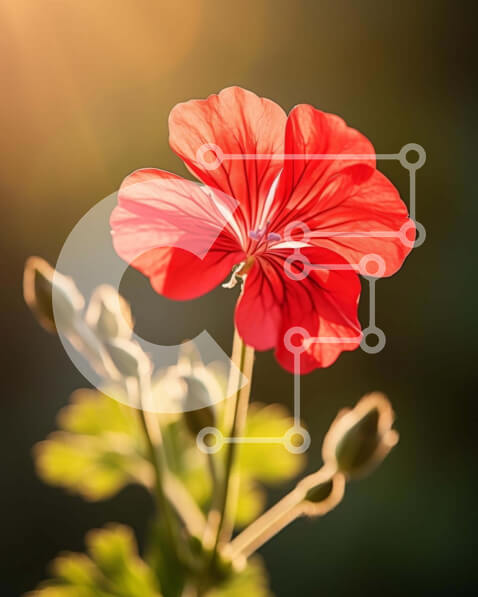 Intra Συλλεκτικό Ξύλινο Παζλ Plywood  4mm - Μονό κόκκινο λουλούδι με το φως του ήλιου Σε Ξύλινο Κουτί - Διαστάσεις: 10x10 cm – 25 κομμάτια