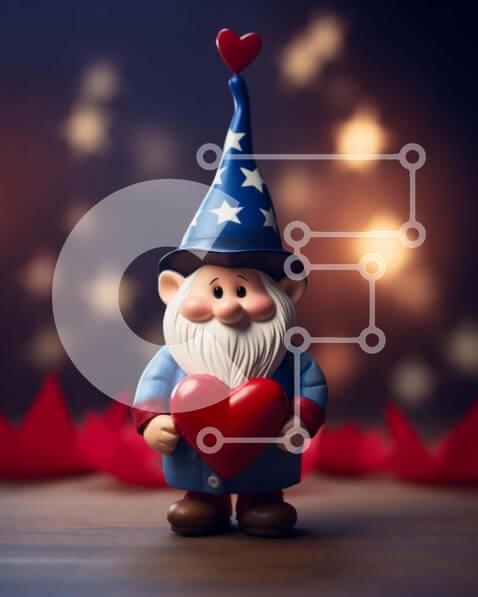 Intra Συλλεκτικό Ξύλινο Παζλ Plywood  4mm - Γιορτή παιχνιδιών Gnome με στολή αμερικανικής σημαίας Σε Ξύλινο Κουτί - Διαστάσεις: 10x10 cm – 25 κομμάτια