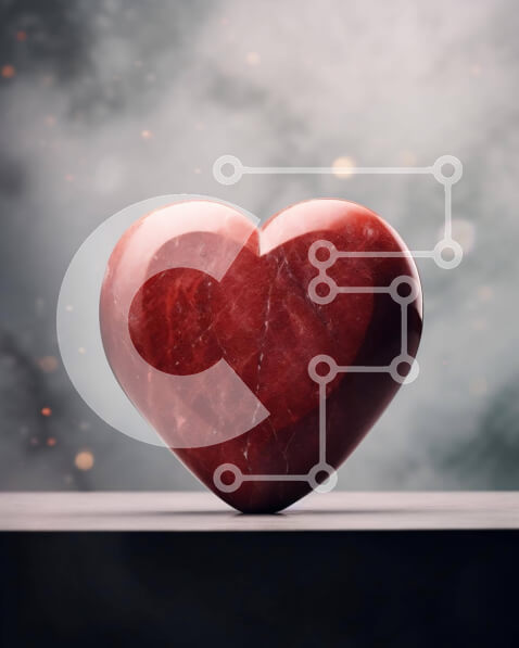 Intra Συλλεκτικό Ξύλινο Παζλ Plywood  4mm - Κόκκινη καρδιά γλυπτό σε αφηρημένο συννεφιασμένο φόντο Σε Ξύλινο Κουτί - Διαστάσεις Puzzle: 10x10 cm – 25 κομμάτια