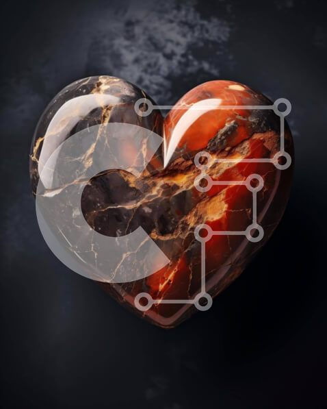 Intra Συλλεκτικό Ξύλινο Παζλ Plywood  4mm - Μαρμάρινο γλυπτό σε σχήμα καρδιάς σε μαύρο και κόκκινο χρώμα Σε Ξύλινο Κουτί - Διαστάσεις Puzzle: 10x10 cm – 25 κομμάτια