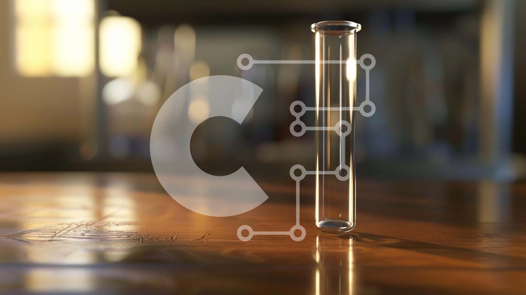 Intra Συλλεκτικό Ξύλινο Παζλ Plywood  4mm - Επιστημονικός γυάλινος σωλήνας σε τραπέζι βελανιδιάς Σε Ξύλινο Κουτί - Διαστάσεις Puzzle: 10x10 cm – 25 κομμάτια