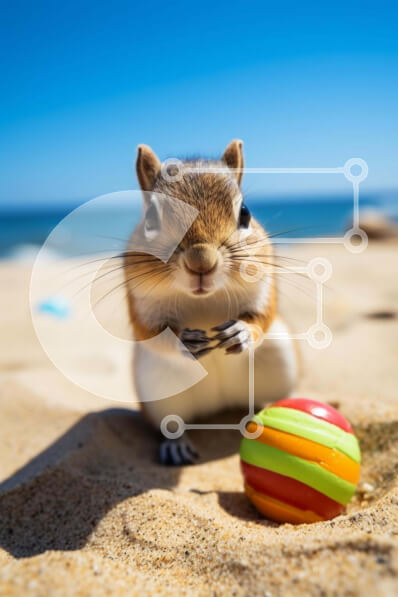 Σετ των 2 Intra Συλλεκτικό Ξύλινο Παζλ Plywood  4mm - Παιχνιδιάρικο Chipmunk με πορτοκαλί μπάλα Σε Ξύλινο Κουτί - Διαστάσεις: 10x10 cm – 25 κομμάτια