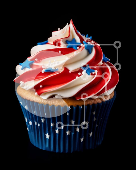 Σετ των 2 Intra Συλλεκτικό Ξύλινο Παζλ Plywood  4mm - Εορταστικό Κόκκινο, Λευκό και Μπλε Cupcake Σε Ξύλινο Κουτί - Διαστάσεις: 10x10 cm – 25 κομμάτια