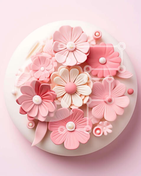 Σετ των 2 Intra Συλλεκτικό Ξύλινο Παζλ Plywood  4mm - Πολύχρωμο λουλούδι διακοσμημένο κέικ Σε Ξύλινο Κουτί - Διαστάσεις: 10x10 cm – 25 κομμάτια