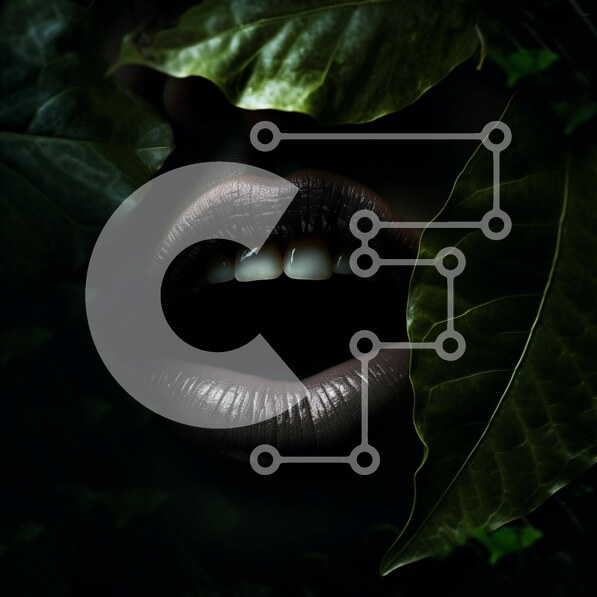 Intra Συλλεκτικό Ξύλινο Παζλ Plywood  4mm - Γυναικείο στόμα καλυμμένο με πράσινα φύλλα Σε Ξύλινο Κουτί - Διαστάσεις: 10x10 cm – 25 κομμάτια