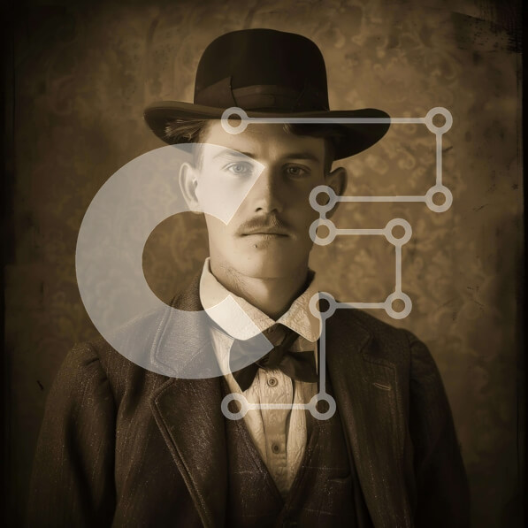 Intra Συλλεκτικό Ξύλινο Παζλ Plywood  4mm - Vintage νεαρός άνδρας με παλιομοδίτικο κοστούμι Σε Ξύλινο Κουτί - Διαστάσεις Puzzle: 10x10 cm – 25 κομμάτια