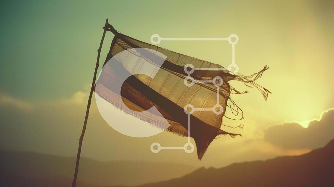 Intra Συλλεκτικό Ξύλινο Παζλ Plywood  4mm - Ασπρόμαυρη σημαία που κυματίζει ενάντια στο ορεινό ηλιοβασίλεμα Σε Ξύλινο Κουτί - Διαστάσεις: 10x10 cm – 25 κομμάτια