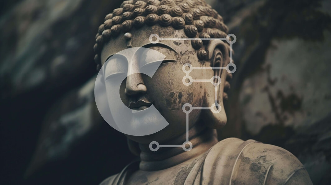 Intra Συλλεκτικό Ξύλινο Παζλ Plywood  4mm - Γαλήνιο άγαλμα του Βούδα και σχηματισμός βράχου Σε Ξύλινο Κουτί - Διαστάσεις Puzzle: 10x10 cm – 25 κομμάτια