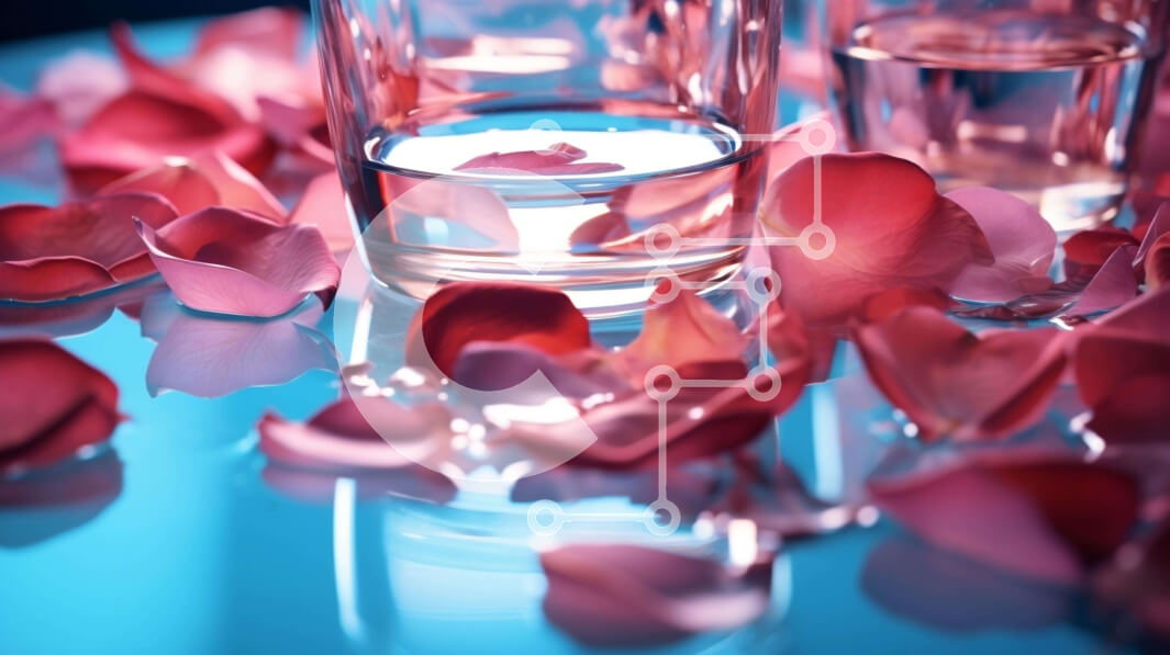 Σετ των 2 Intra Συλλεκτικό Ξύλινο Παζλ Plywood  4mm - Ποτήρι νερό με ροζ πέταλα Σε Ξύλινο Κουτί - Διαστάσεις: 10x10 cm – 25 κομμάτια