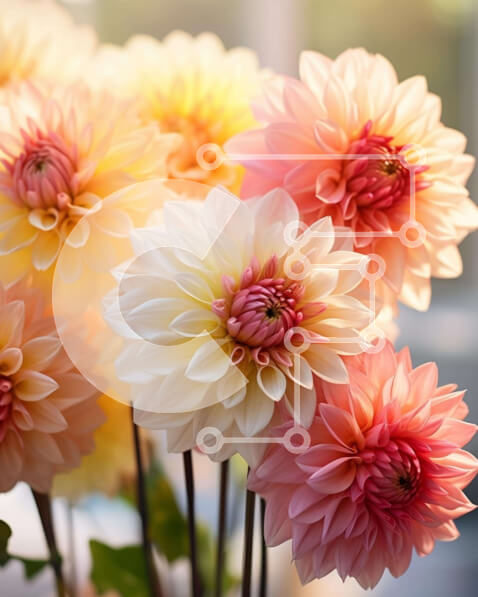 Intra Συλλεκτικό Ξύλινο Παζλ Plywood  4mm - Πολύχρωμο μπουκέτο λουλουδιών Ντάλια σε ανοιχτό βάζο Σε Ξύλινο Κουτί - Διαστάσεις: 10x10 cm – 25 κομμάτια