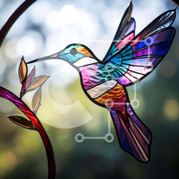 Intra Συλλεκτικό Ξύλινο Παζλ Plywood  4mm - Πολύχρωμο βιτρό πουλί σκαρφαλωμένο στο κλαδί Σε Ξύλινο Κουτί - Διαστάσεις: 10x10 cm – 25 κομμάτια