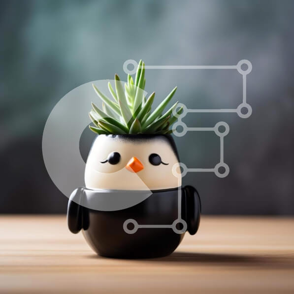 Intra Συλλεκτικό Ξύλινο Παζλ Plywood  4mm - Μοναδική ζαρντινιέρα σε σχήμα πιγκουίνου με πράσινο Σε Ξύλινο Κουτί - Διαστάσεις: 10x10 cm – 25 κομμάτια