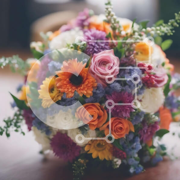 Σετ των 2 Intra Συλλεκτικό Ξύλινο Παζλ Plywood  4mm - Πολύχρωμο μπουκέτο λουλουδιών στο τραπέζι Σε Ξύλινο Κουτί - Διαστάσεις: 10x10 cm – 25 κομμάτια