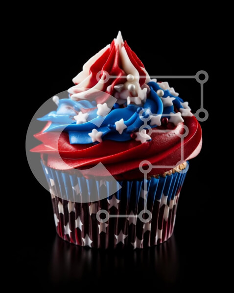 Σετ των 2 Intra Συλλεκτικό Ξύλινο Παζλ Plywood  4mm - Πατριωτικό Cupcake με κόκκινα, λευκά και μπλε διακοσμητικά Σε Ξύλινο Κουτί - Διαστάσεις: 10x10 cm – 25 κομμάτια