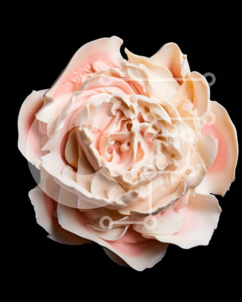 Intra Συλλεκτικό Ξύλινο Παζλ Plywood  4mm - Ροζ και λευκό φοντάν λουλούδι σε μαύρο φόντο Σε Ξύλινο Κουτί - Διαστάσεις: 10x10 cm – 25 κομμάτια