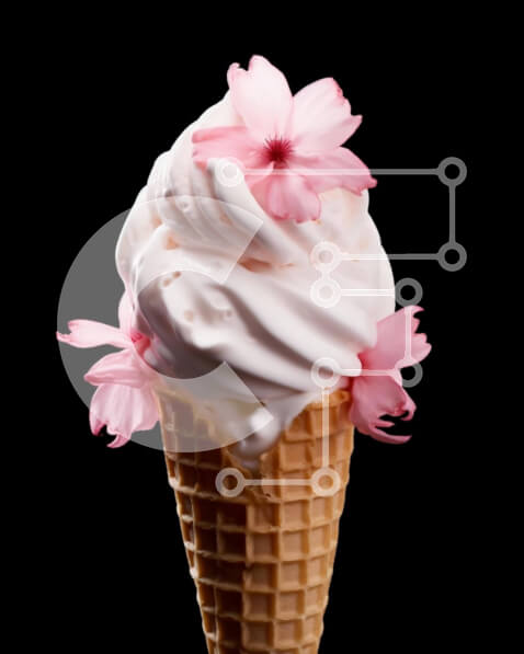 Σετ των 2 Intra Συλλεκτικό Ξύλινο Παζλ Plywood  4mm - Παγωτό χωνάκι βάφλας με ροζ λουλούδια και σαντιγί Σε Ξύλινο Κουτί - Διαστάσεις: 10x10 cm – 25 κομμάτια